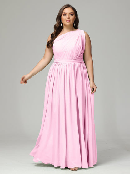 One-shoulder Plus Size Chiffon Bridesmaid Dresses