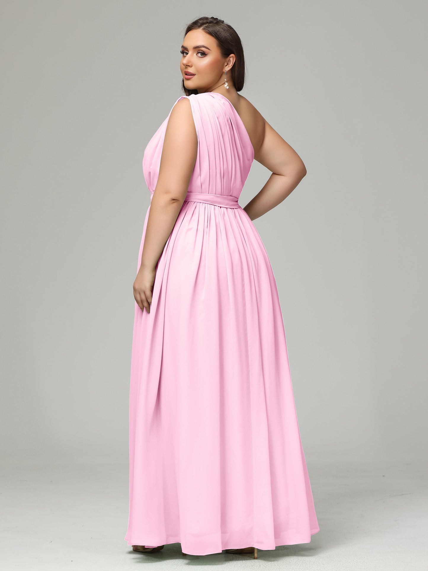 One-shoulder Plus Size Chiffon Bridesmaid Dresses