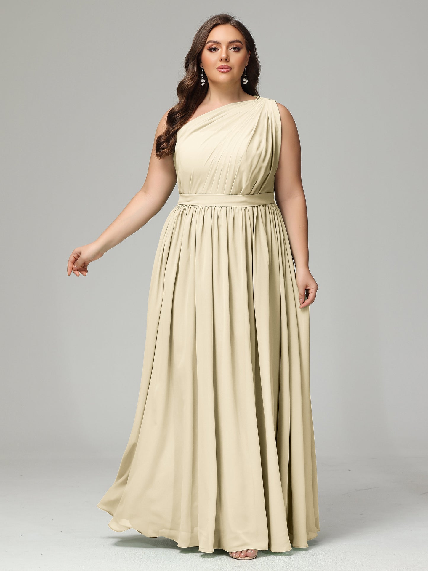 One-shoulder Plus Size Chiffon Bridesmaid Dresses