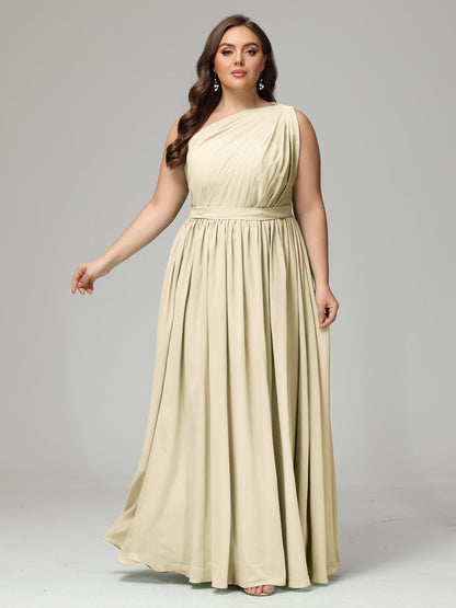 One-shoulder Plus Size Chiffon Bridesmaid Dresses