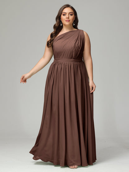 One-shoulder Plus Size Chiffon Bridesmaid Dresses