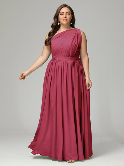One-shoulder Plus Size Chiffon Bridesmaid Dresses