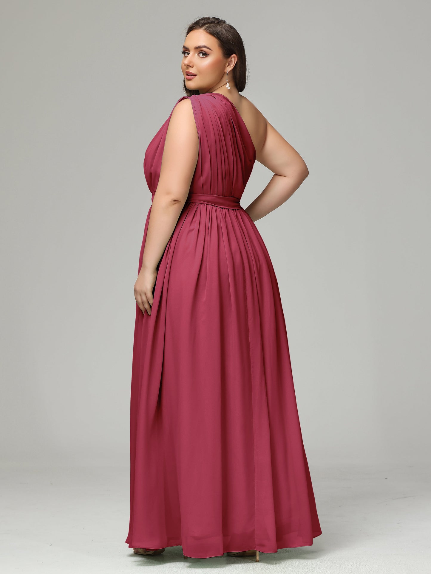 One-shoulder Plus Size Chiffon Bridesmaid Dresses