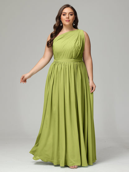 One-shoulder Plus Size Chiffon Bridesmaid Dresses