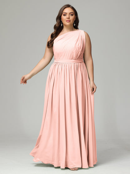 One-shoulder Plus Size Chiffon Bridesmaid Dresses