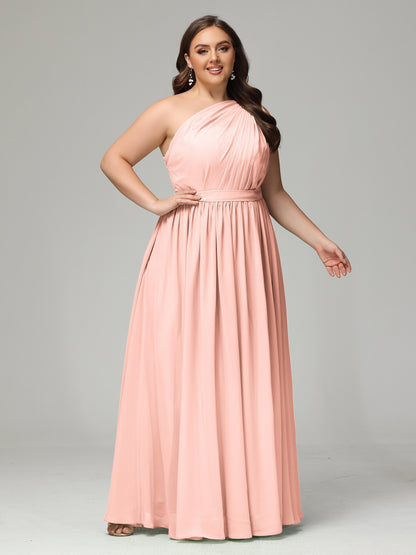 One-shoulder Plus Size Chiffon Bridesmaid Dresses