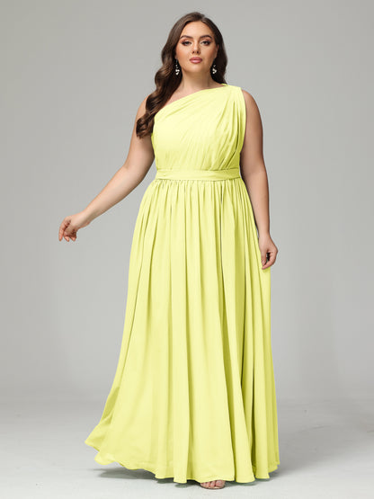 One-shoulder Plus Size Chiffon Bridesmaid Dresses