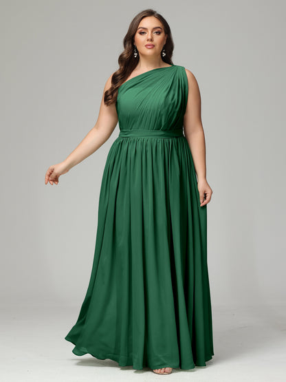 One-shoulder Plus Size Chiffon Bridesmaid Dresses