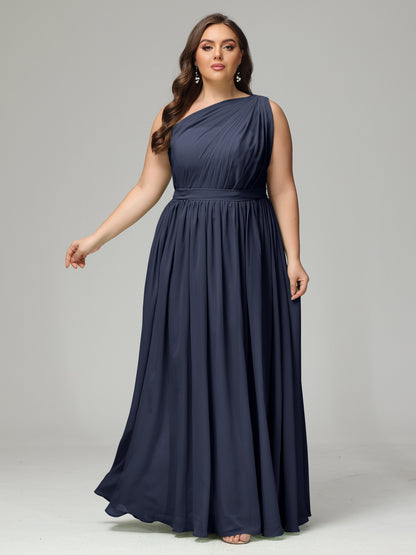 One-shoulder Plus Size Chiffon Bridesmaid Dresses