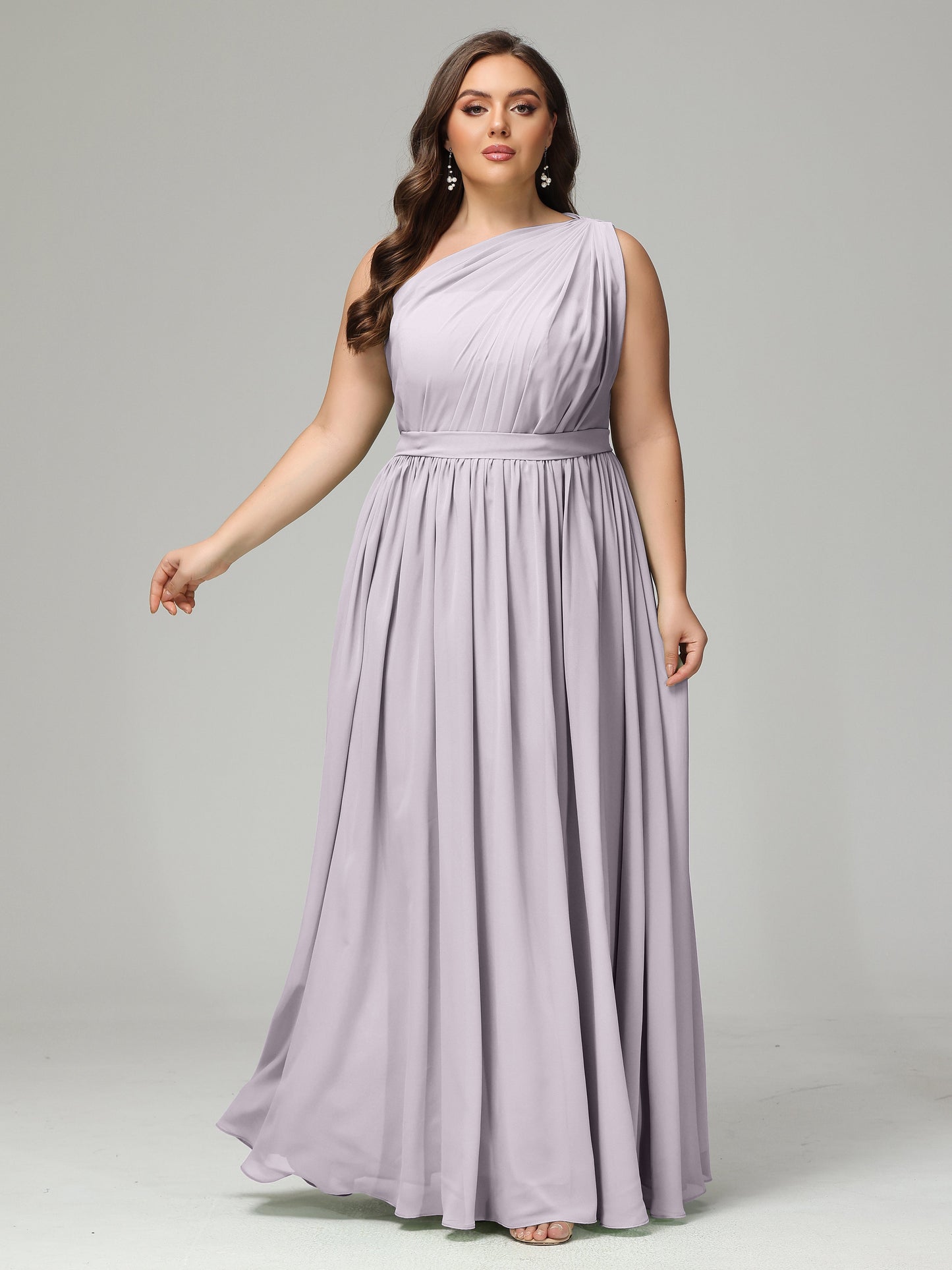 One-shoulder Plus Size Chiffon Bridesmaid Dresses