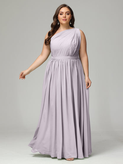 One-shoulder Plus Size Chiffon Bridesmaid Dresses