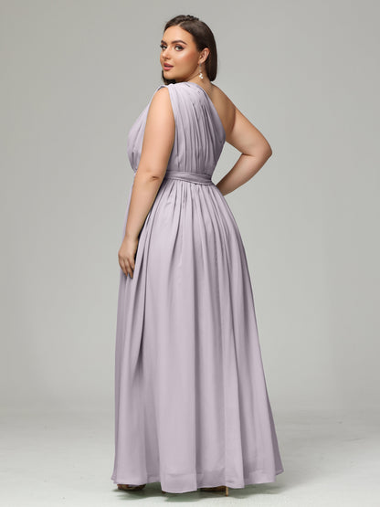 One-shoulder Plus Size Chiffon Bridesmaid Dresses
