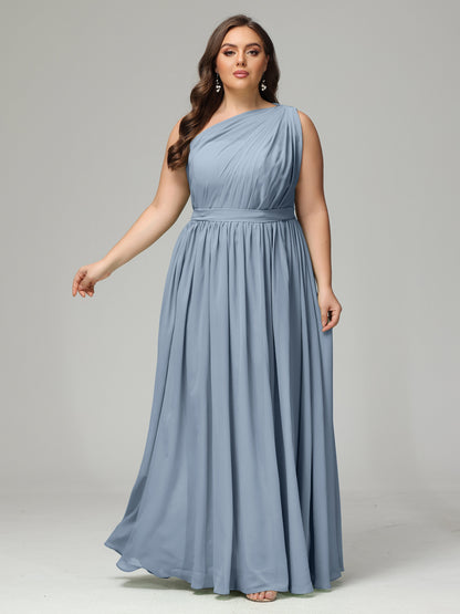 One-shoulder Plus Size Chiffon Bridesmaid Dresses
