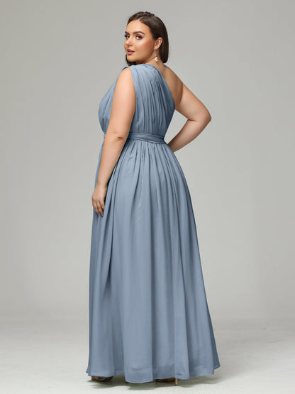 One-shoulder Plus Size Chiffon Bridesmaid Dresses
