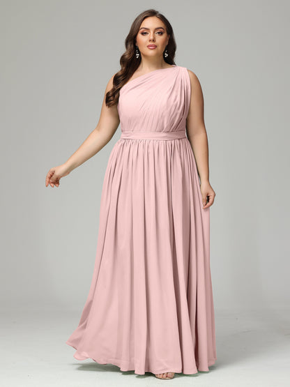 One-shoulder Plus Size Chiffon Bridesmaid Dresses