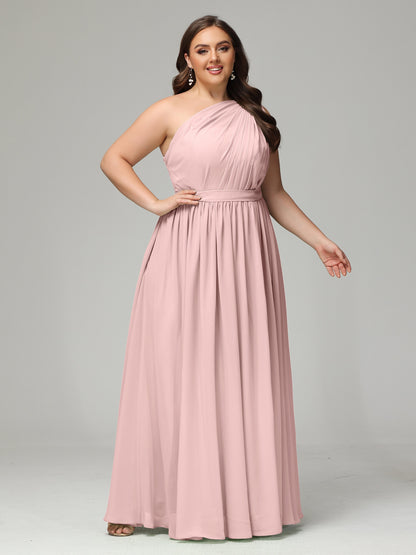 One-shoulder Plus Size Chiffon Bridesmaid Dresses