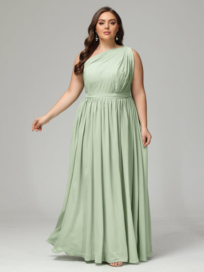 One-shoulder Plus Size Chiffon Bridesmaid Dresses