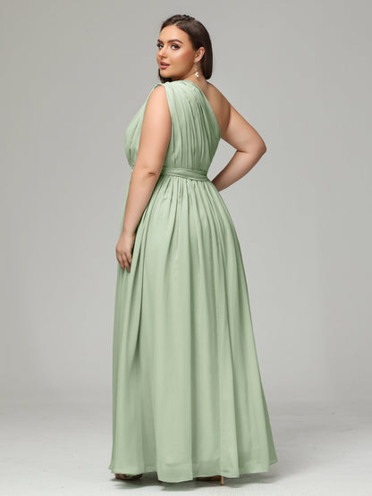 One-shoulder Plus Size Chiffon Bridesmaid Dresses