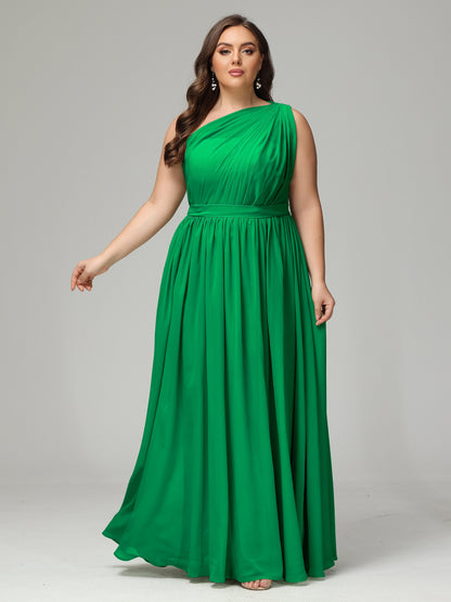 One-shoulder Plus Size Chiffon Bridesmaid Dresses