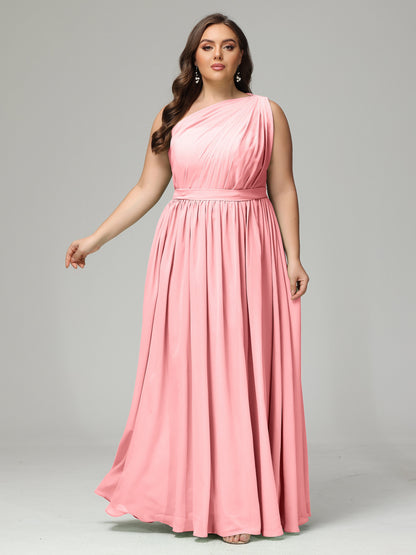 One-shoulder Plus Size Chiffon Bridesmaid Dresses