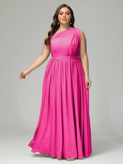 One-shoulder Plus Size Chiffon Bridesmaid Dresses