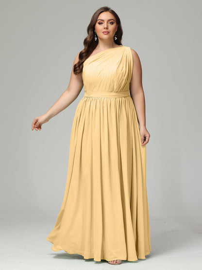 One-shoulder Plus Size Chiffon Bridesmaid Dresses