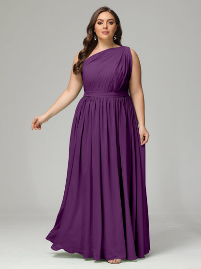 One-shoulder Plus Size Chiffon Bridesmaid Dresses
