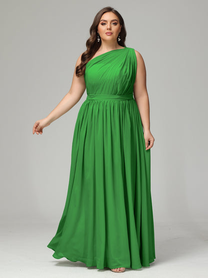 One-shoulder Plus Size Chiffon Bridesmaid Dresses