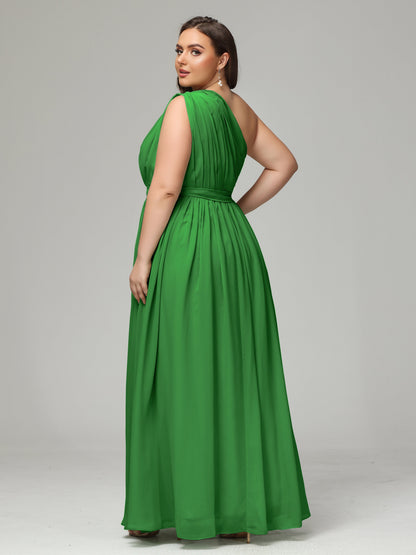 One-shoulder Plus Size Chiffon Bridesmaid Dresses