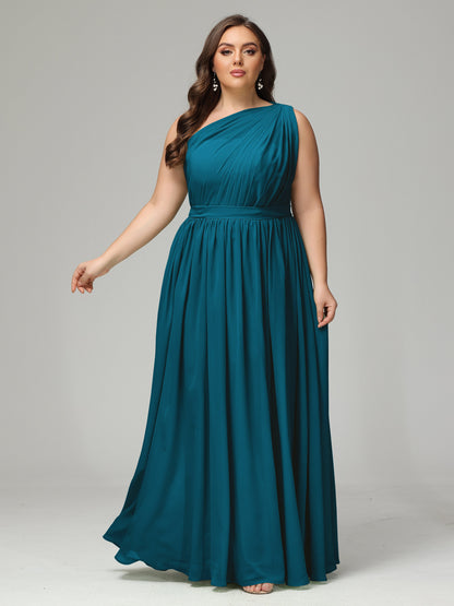 One-shoulder Plus Size Chiffon Bridesmaid Dresses