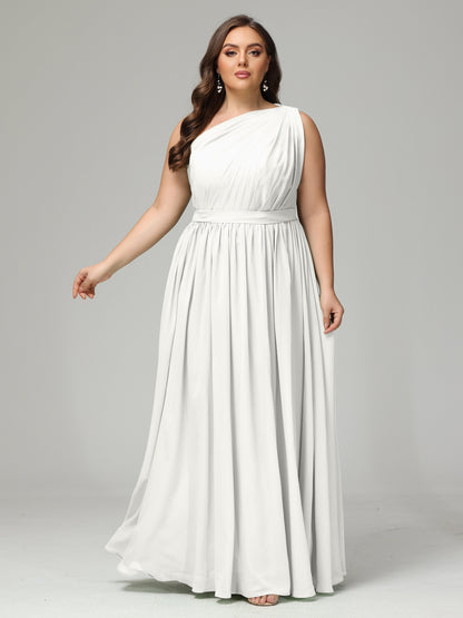 One-shoulder Plus Size Chiffon Bridesmaid Dresses