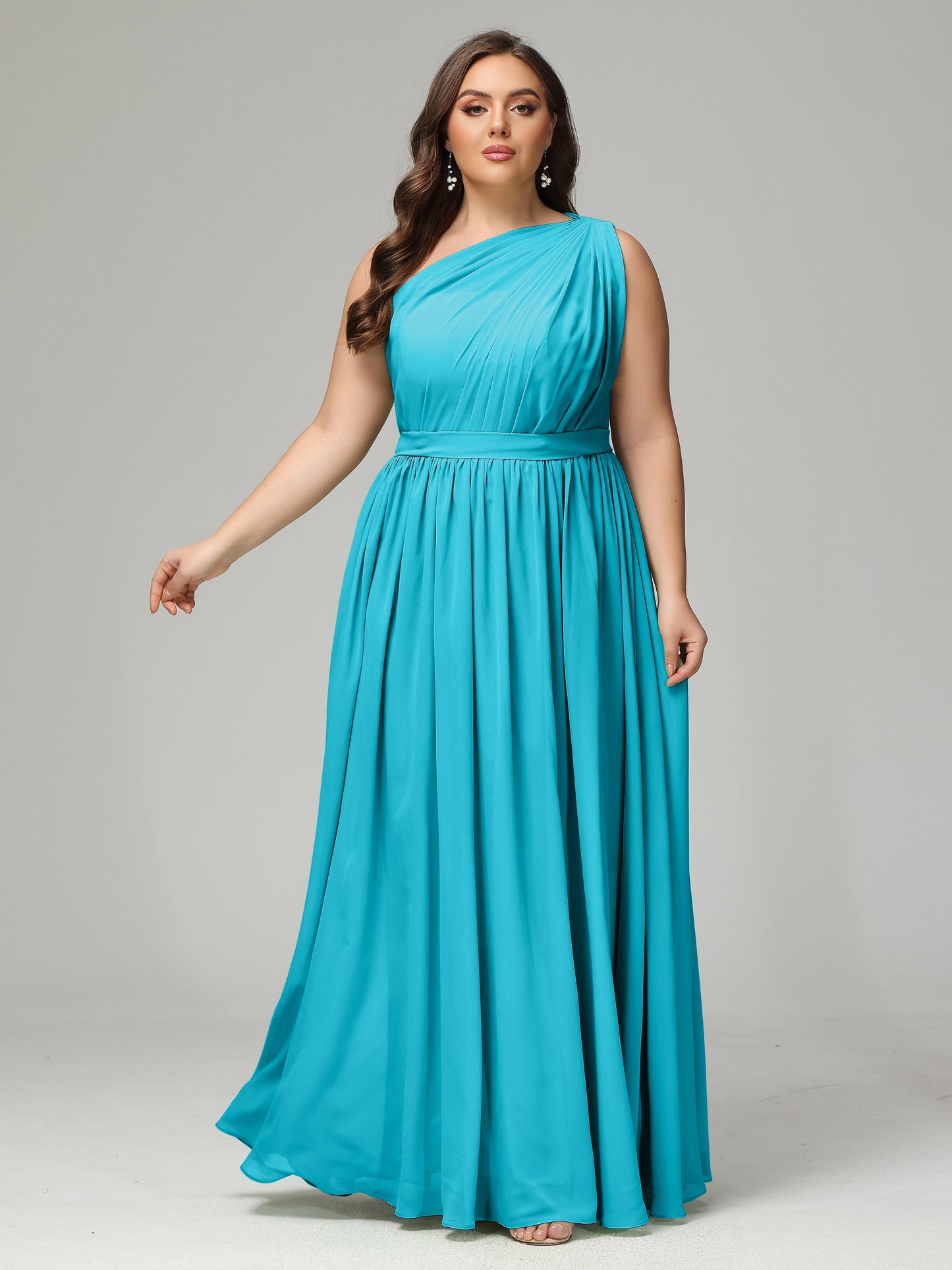 One-shoulder Plus Size Chiffon Bridesmaid Dresses