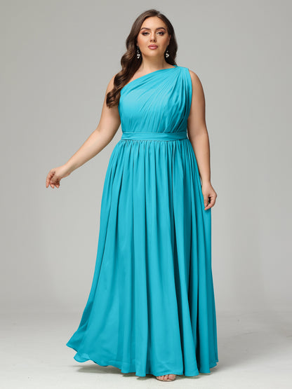 One-shoulder Plus Size Chiffon Bridesmaid Dresses
