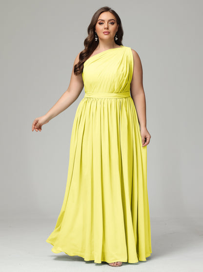 One-shoulder Plus Size Chiffon Bridesmaid Dresses