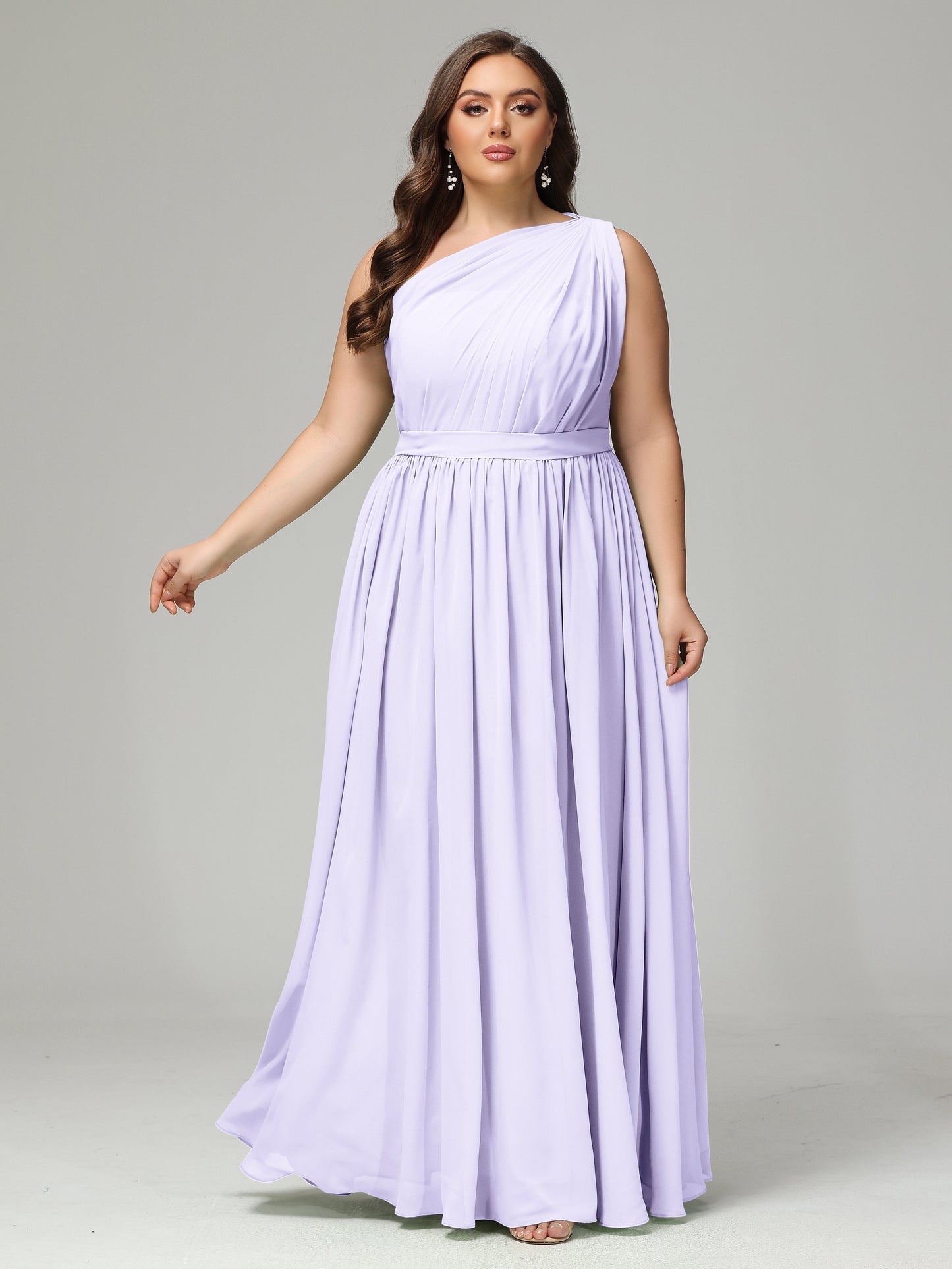 One-shoulder Plus Size Chiffon Bridesmaid Dresses