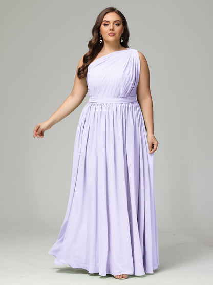 One-shoulder Plus Size Chiffon Bridesmaid Dresses