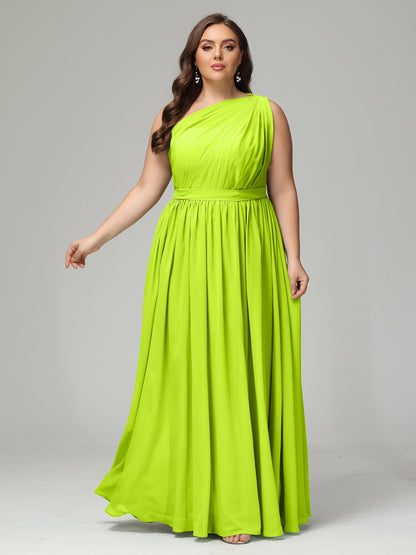 One-shoulder Plus Size Chiffon Bridesmaid Dresses