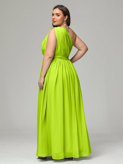 One-shoulder Plus Size Chiffon Bridesmaid Dresses