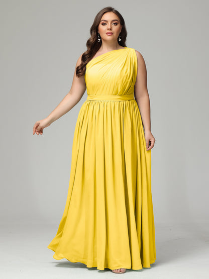 One-shoulder Plus Size Chiffon Bridesmaid Dresses