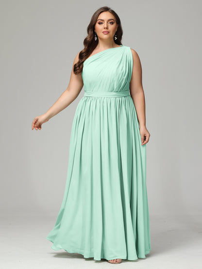 One-shoulder Plus Size Chiffon Bridesmaid Dresses