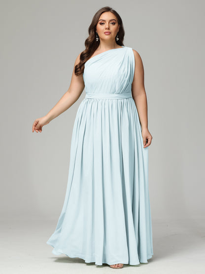 One-shoulder Plus Size Chiffon Bridesmaid Dresses