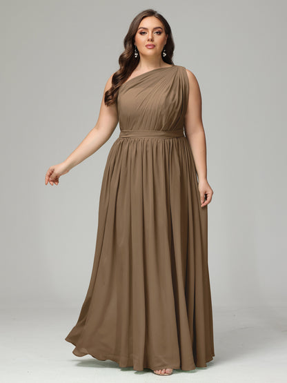 One-shoulder Plus Size Chiffon Bridesmaid Dresses