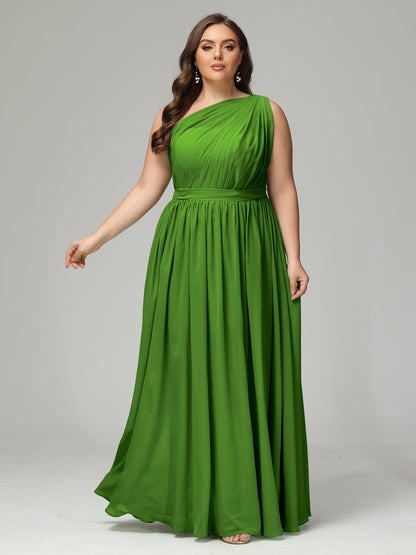 One-shoulder Plus Size Chiffon Bridesmaid Dresses