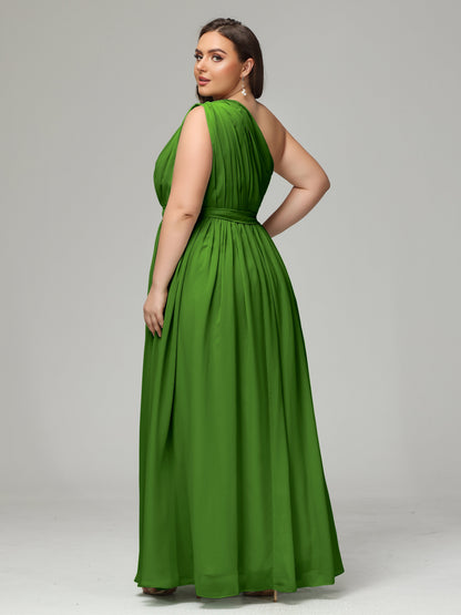 One-shoulder Plus Size Chiffon Bridesmaid Dresses