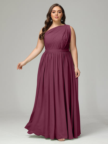 One-shoulder Plus Size Chiffon Bridesmaid Dresses