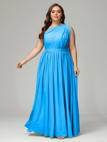 One-shoulder Plus Size Chiffon Bridesmaid Dresses