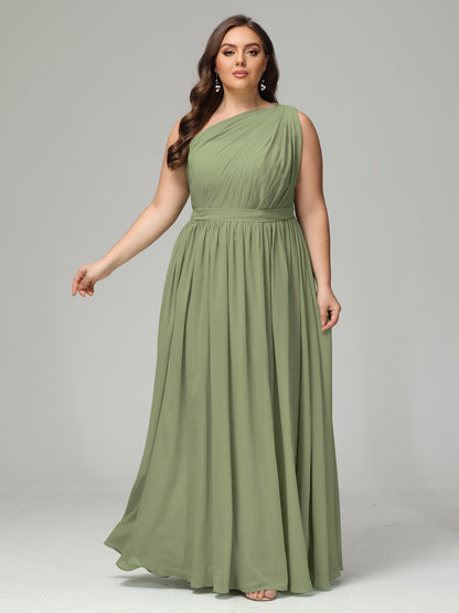 One-shoulder Plus Size Chiffon Bridesmaid Dresses