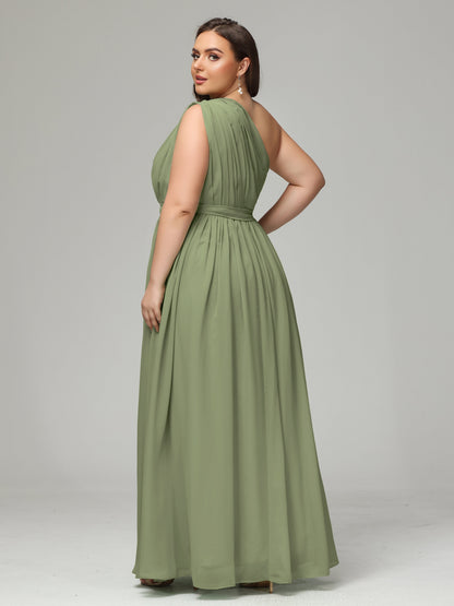 One-shoulder Plus Size Chiffon Bridesmaid Dresses