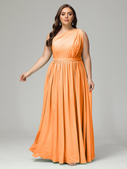 One-shoulder Plus Size Chiffon Bridesmaid Dresses