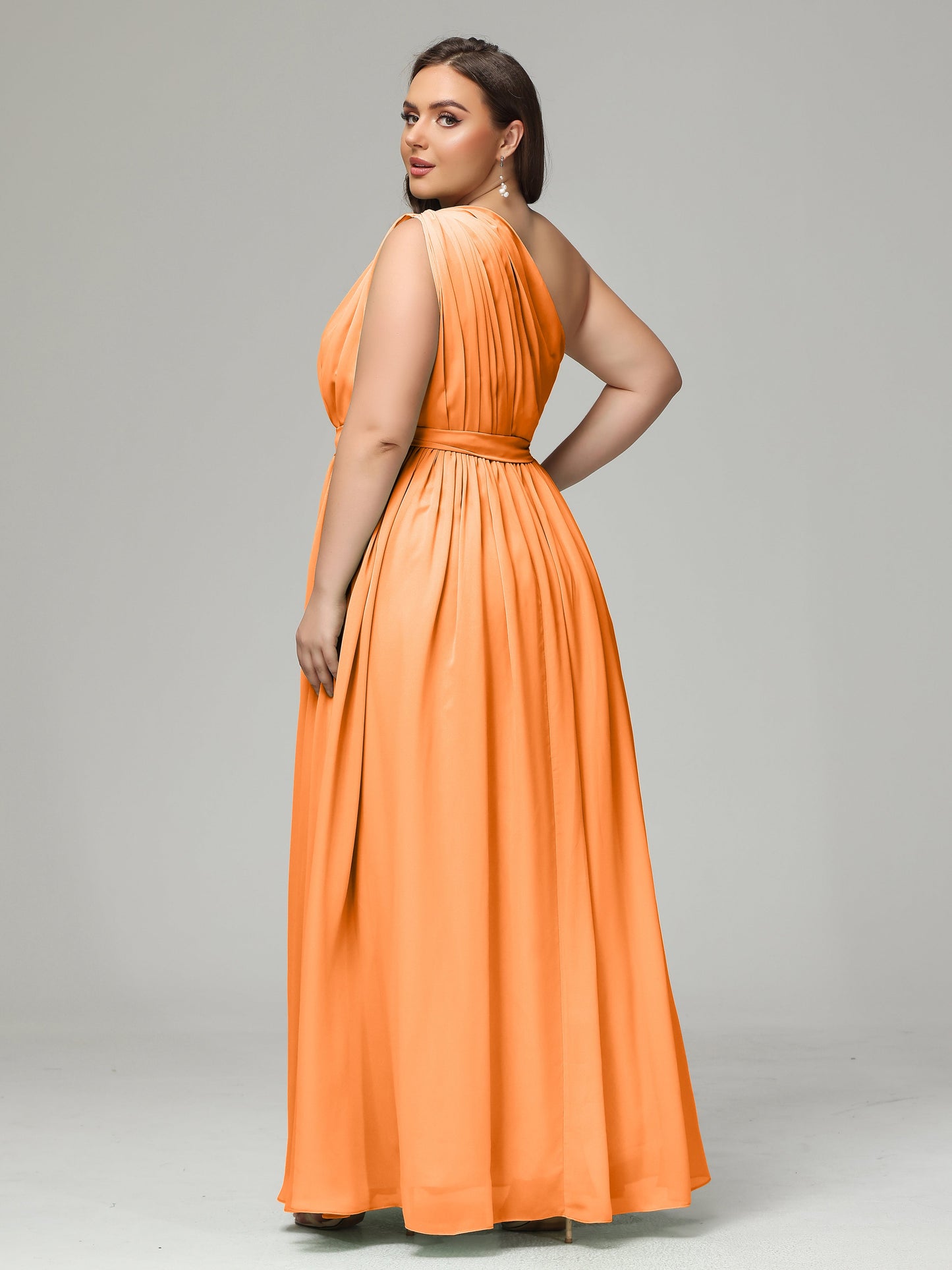 One-shoulder Plus Size Chiffon Bridesmaid Dresses